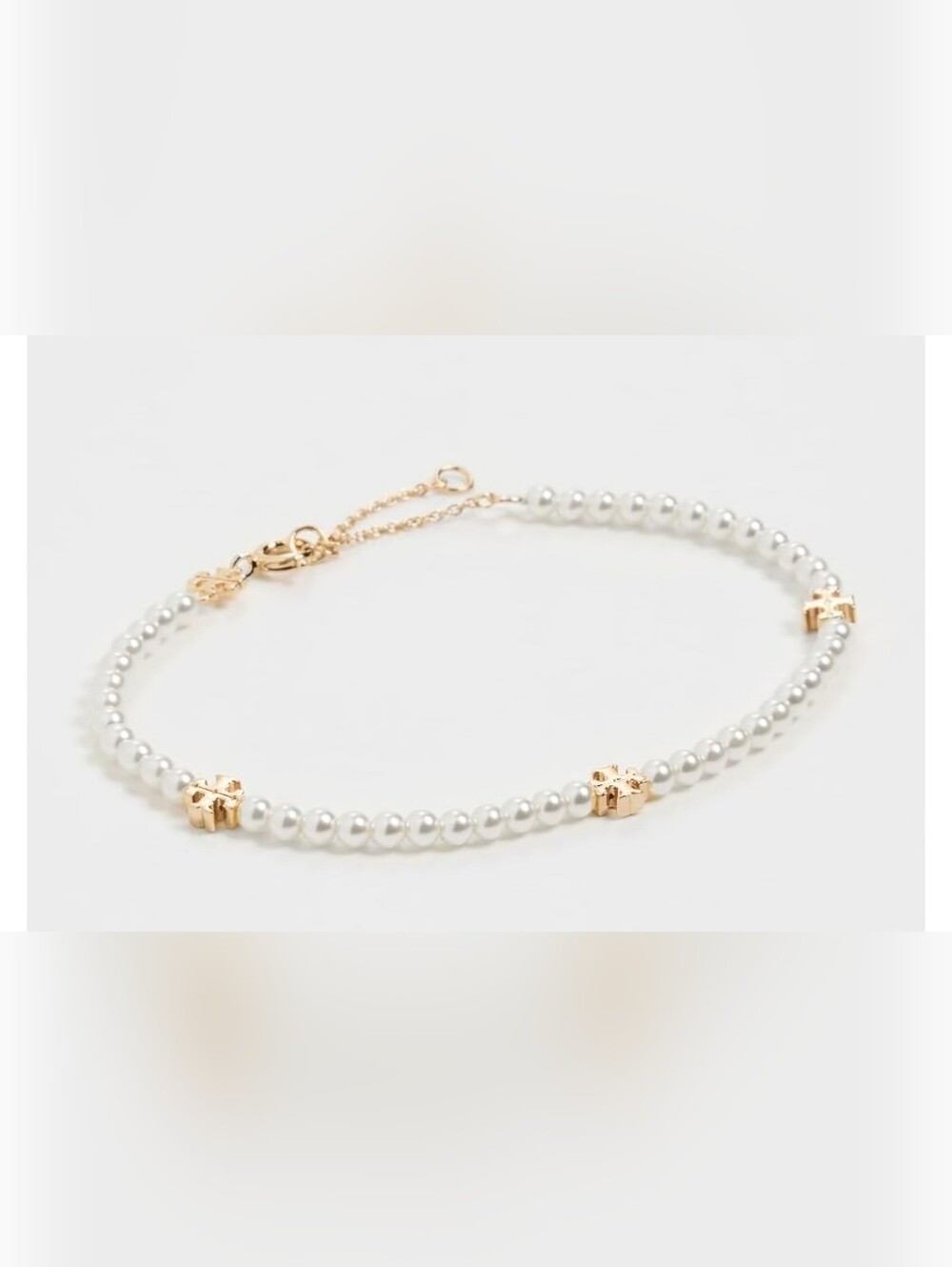 Tory Burch White Pearl Bracelet with Gold Accents